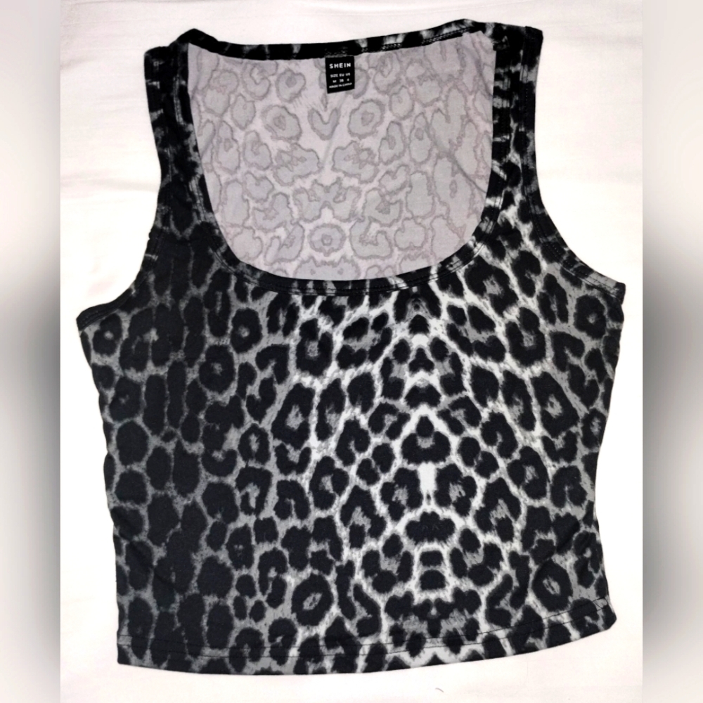NEW Leopard Print Gray And Black Tank Top